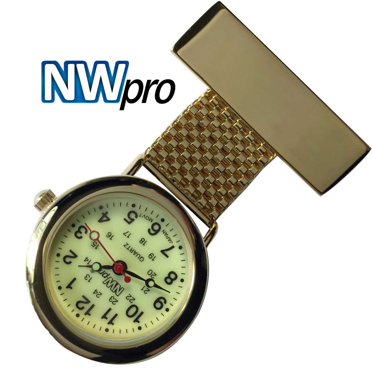 Nurses Pinned Watch - NW•PRO Wide Braided - Gold Luminous